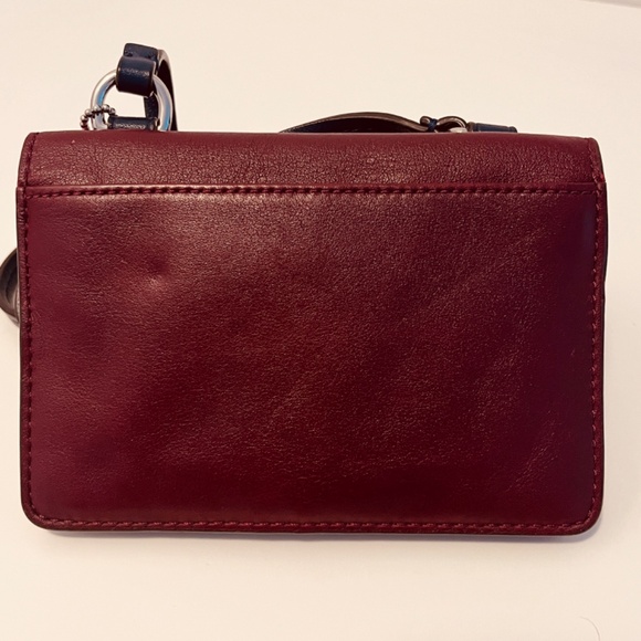 Coach Crossbody Wallet Over the Shoulder Purse Mini Bag Leather Burgundy Fuchsia - Picture 15 of 16